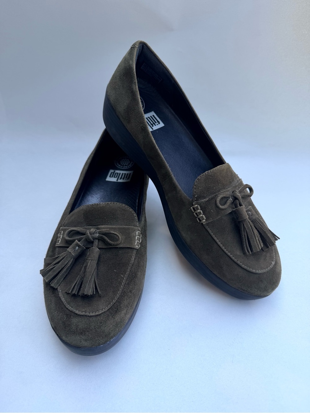 FitFlop Green Suede Tassel Loafers Womens 9 EU 41 Slip On Comfort Shoes Fall